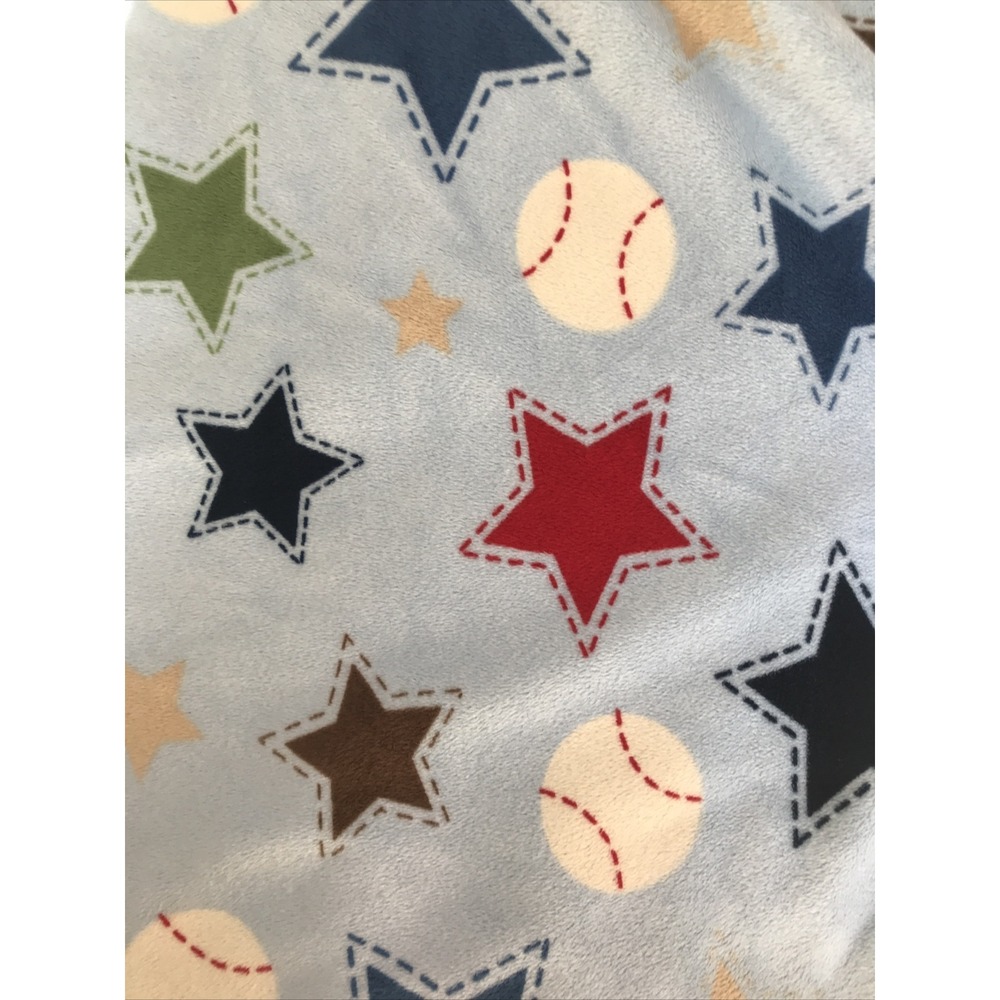 Circo‎ Stars and baseballs Baby Blanket Blue Navy Sherpa Backed 30"x40"